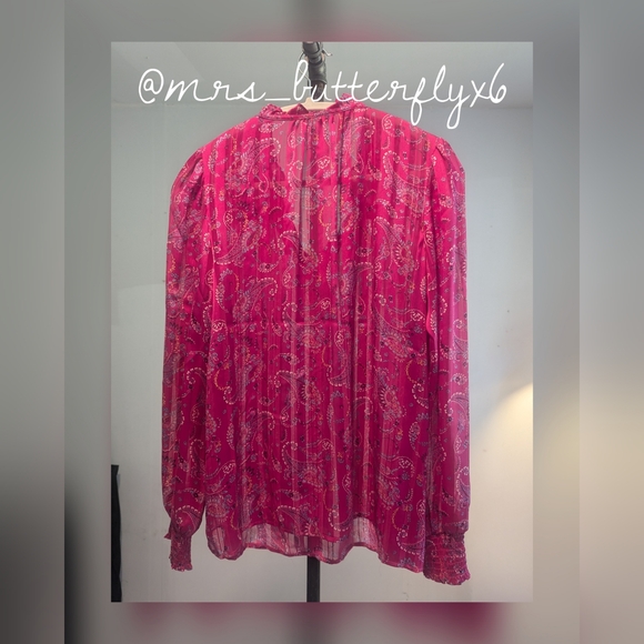 Semi Shear Long Sleeve Paisley Design Shirt - Picture 2 of 5